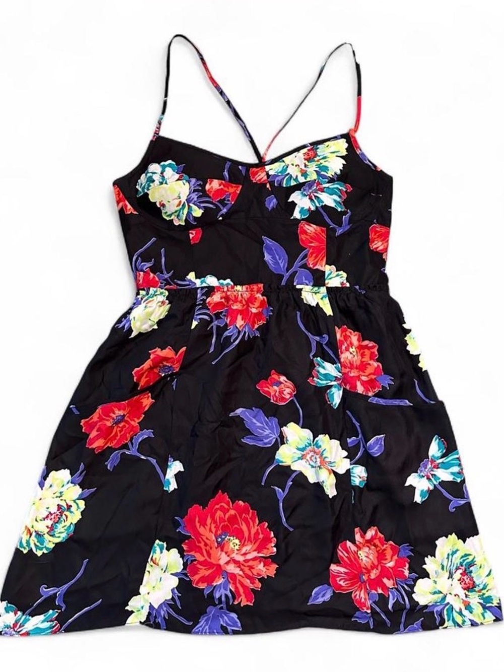 Y2K American Eagle Outfitters Floral Black Spring Sundress Preppy